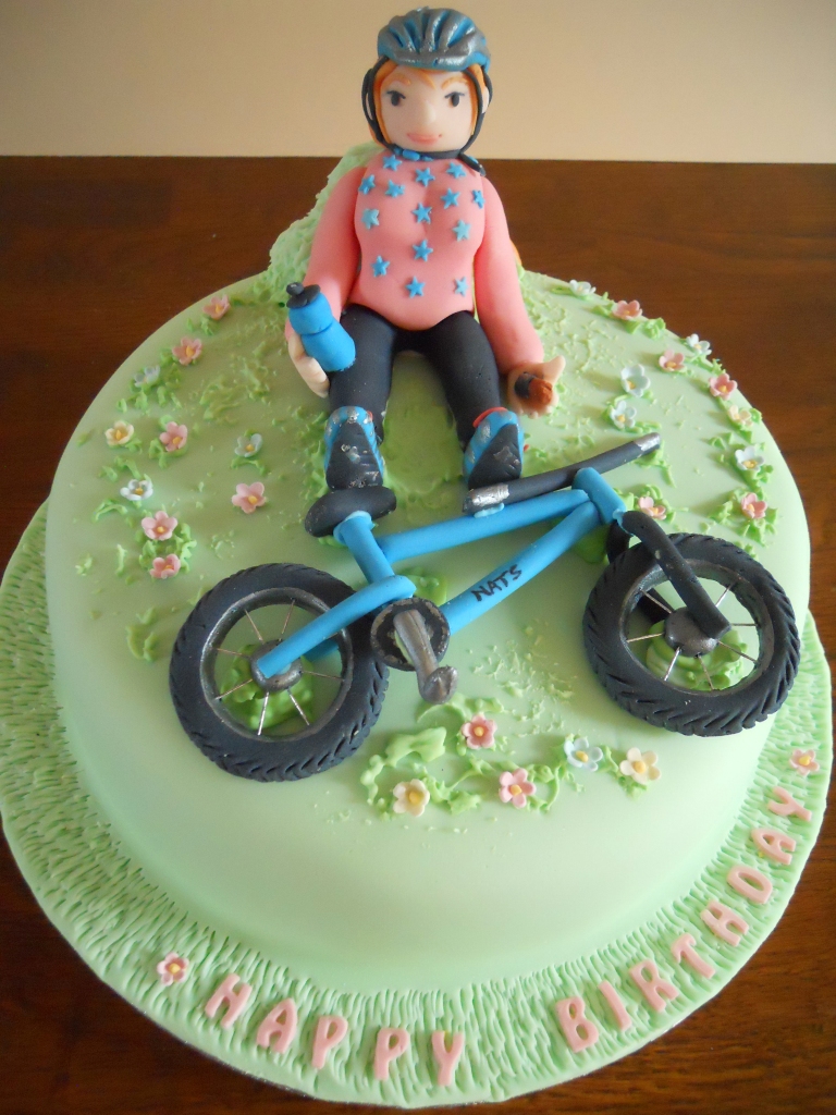 birthday - Happy Birthday, Rhonda! Girl-bike-birthday-cake-front-view